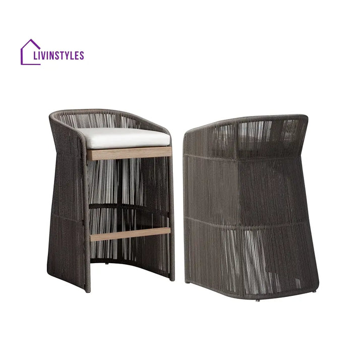 Erim Outdoor Patio Bar Chair 2 Chair For Balcony Braided & Rope - Bar Sets