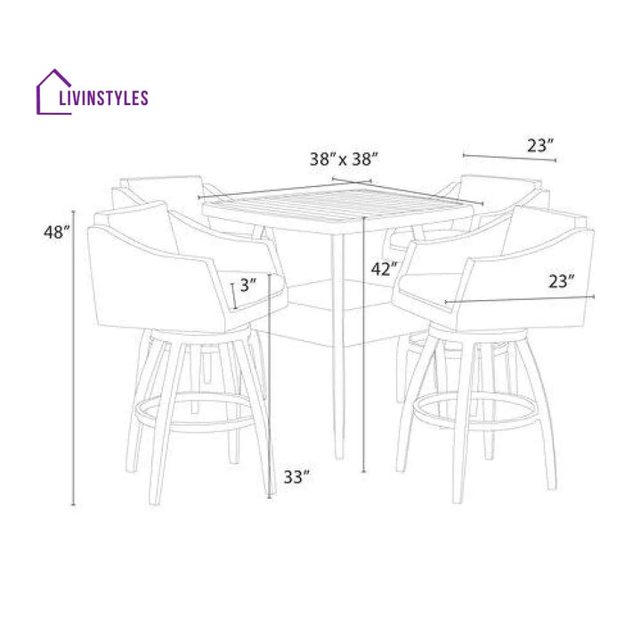 Erminio Outdoor Patio Bar Sets 4 Chairs and 1 Table (Grey) - Bar Sets