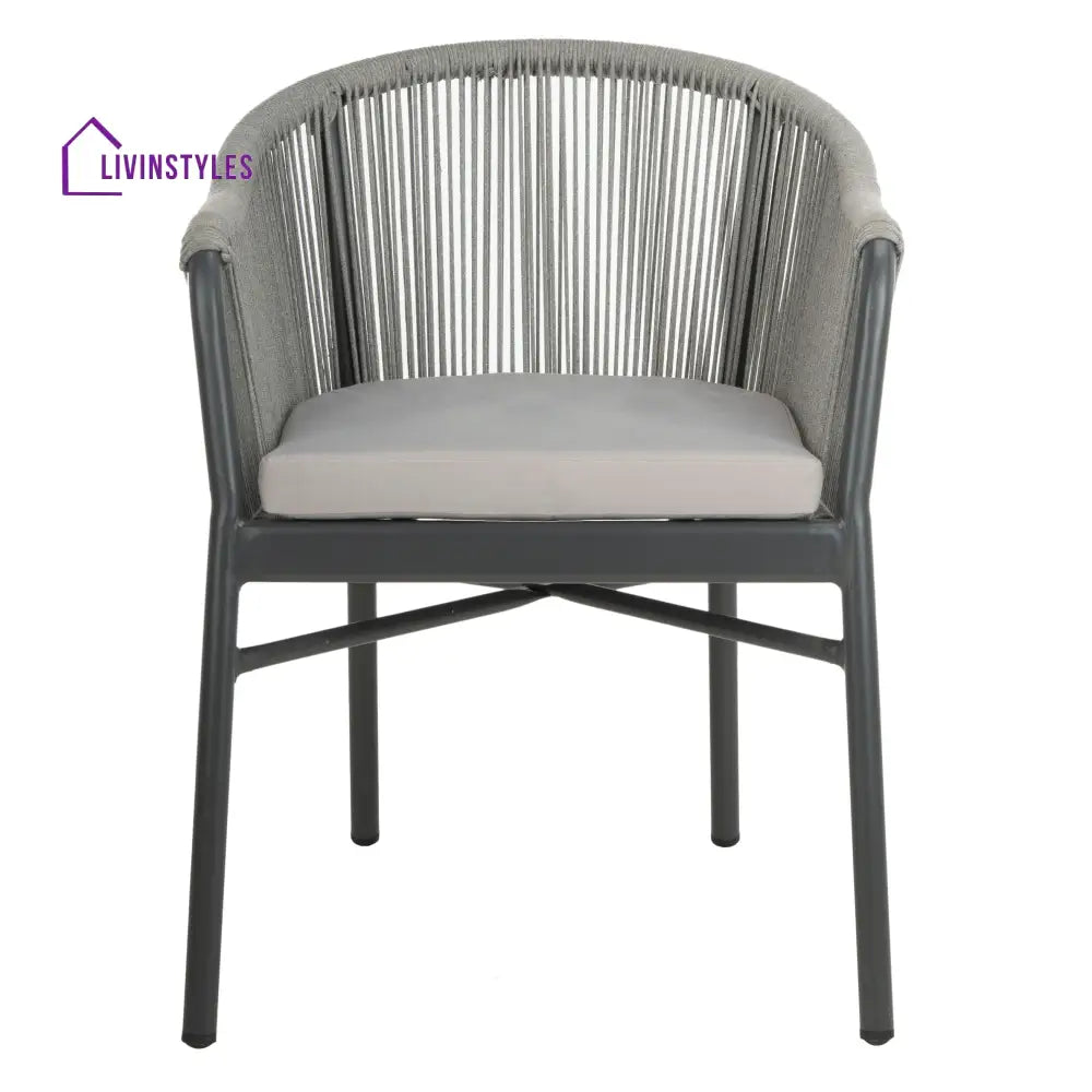 Ernesto Outdoor Patio Seating Set of 2 Chairs (Grey) Braided & Rope - Coffee Table Sets