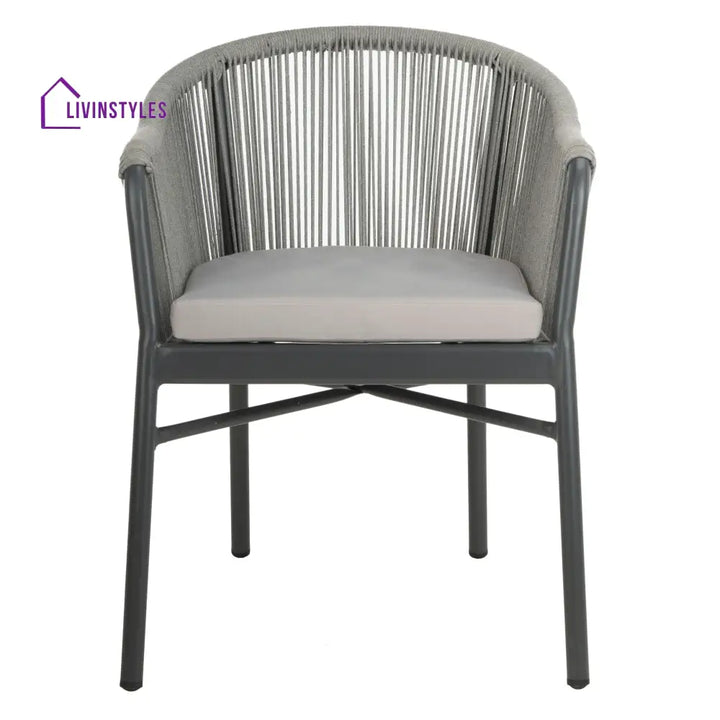 Ernesto Outdoor Patio Seating Set of 2 Chairs (Grey) Braided & Rope - Coffee Table Sets