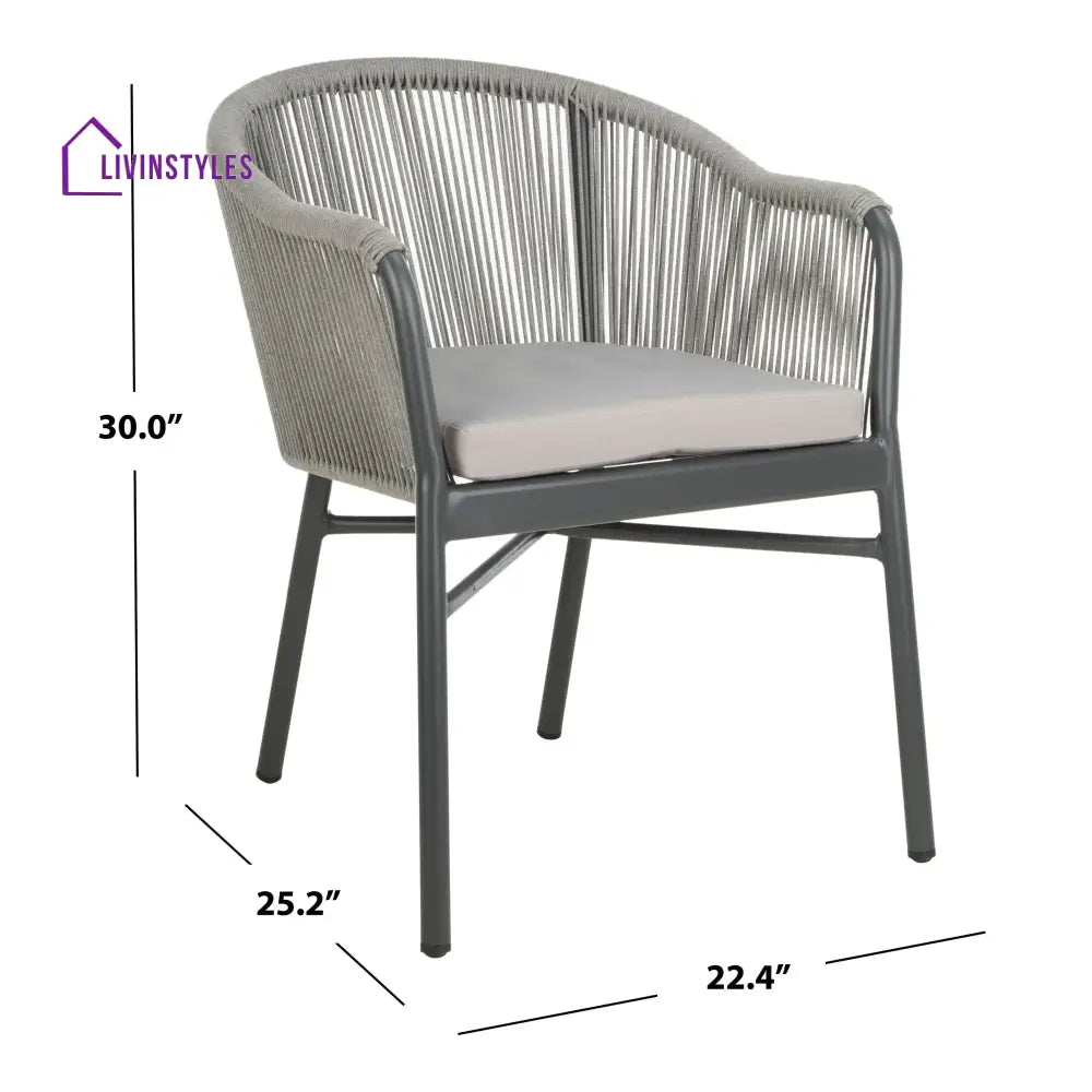Ernesto Outdoor Patio Seating Set of 2 Chairs (Grey) Braided & Rope - Coffee Table Sets