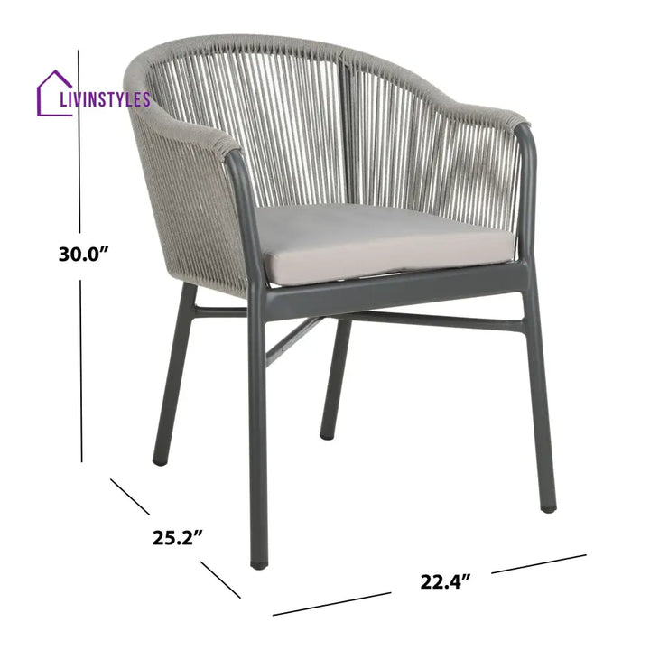 Ernesto Outdoor Patio Seating Set of 2 Chairs (Grey) Braided & Rope - Coffee Table Sets