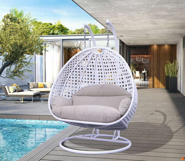 Strinati Double Seater Hanging Swing With Stand For Balcony , Garden Swing (White)