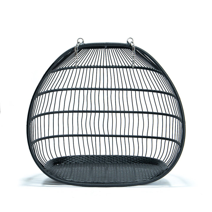 Tonia Double Seater Hanging Swing With Stand For Balcony , Garden Swing (Black) Braided and Rope