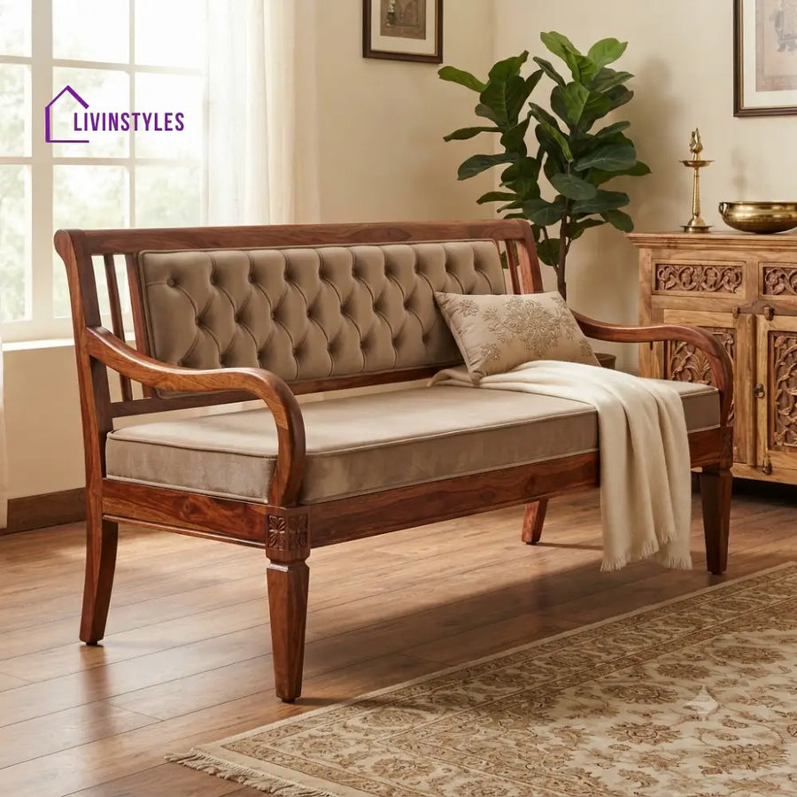 Escobar Wooden Bench for Living Room | Bedroom | Extra Seating