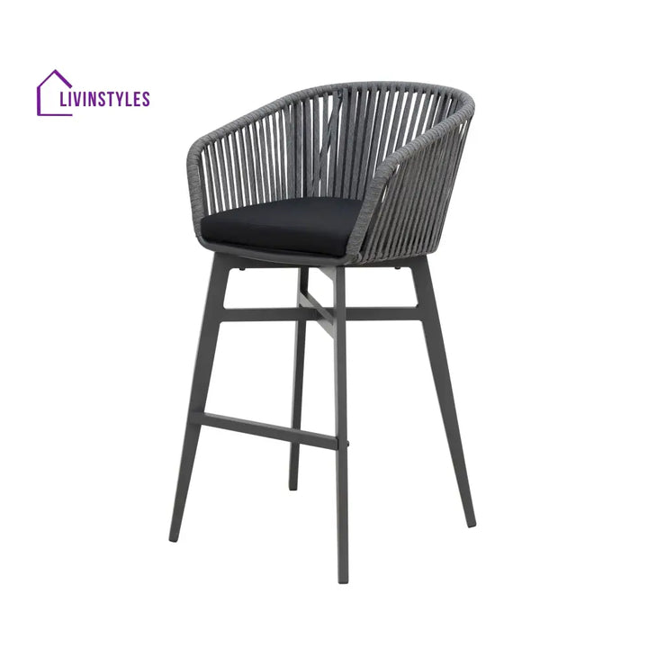 Esen Outdoor Patio Bar Chair 2 Chair For Balcony Braided & Rope (Dark Grey) - Bar Sets
