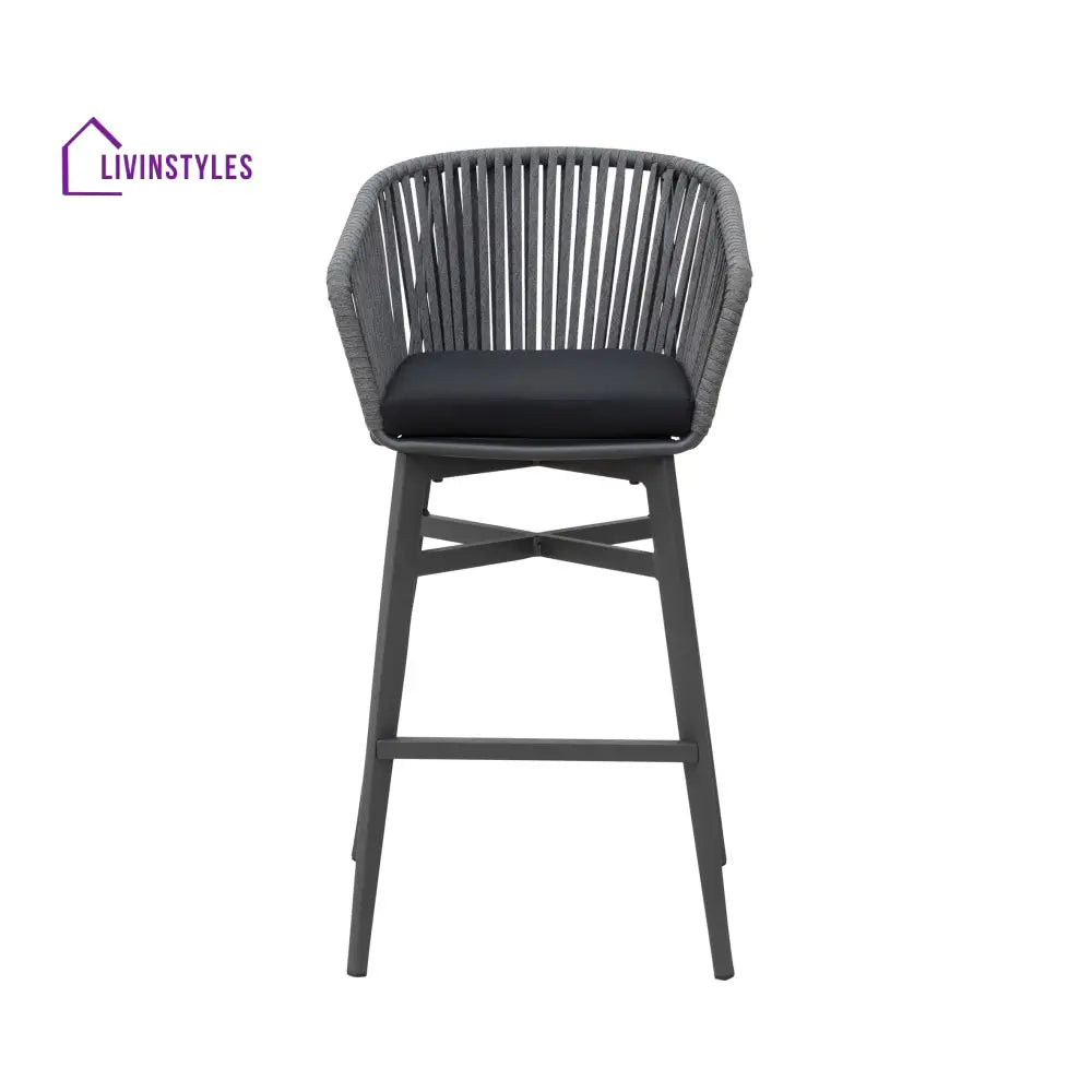 Esen Outdoor Patio Bar Chair 2 Chair For Balcony Braided & Rope (Dark Grey) - Bar Sets