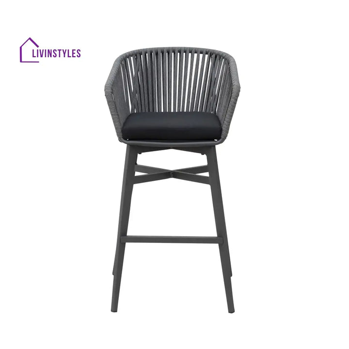 Esen Outdoor Patio Bar Chair 2 Chair For Balcony Braided & Rope (Dark Grey) - Bar Sets