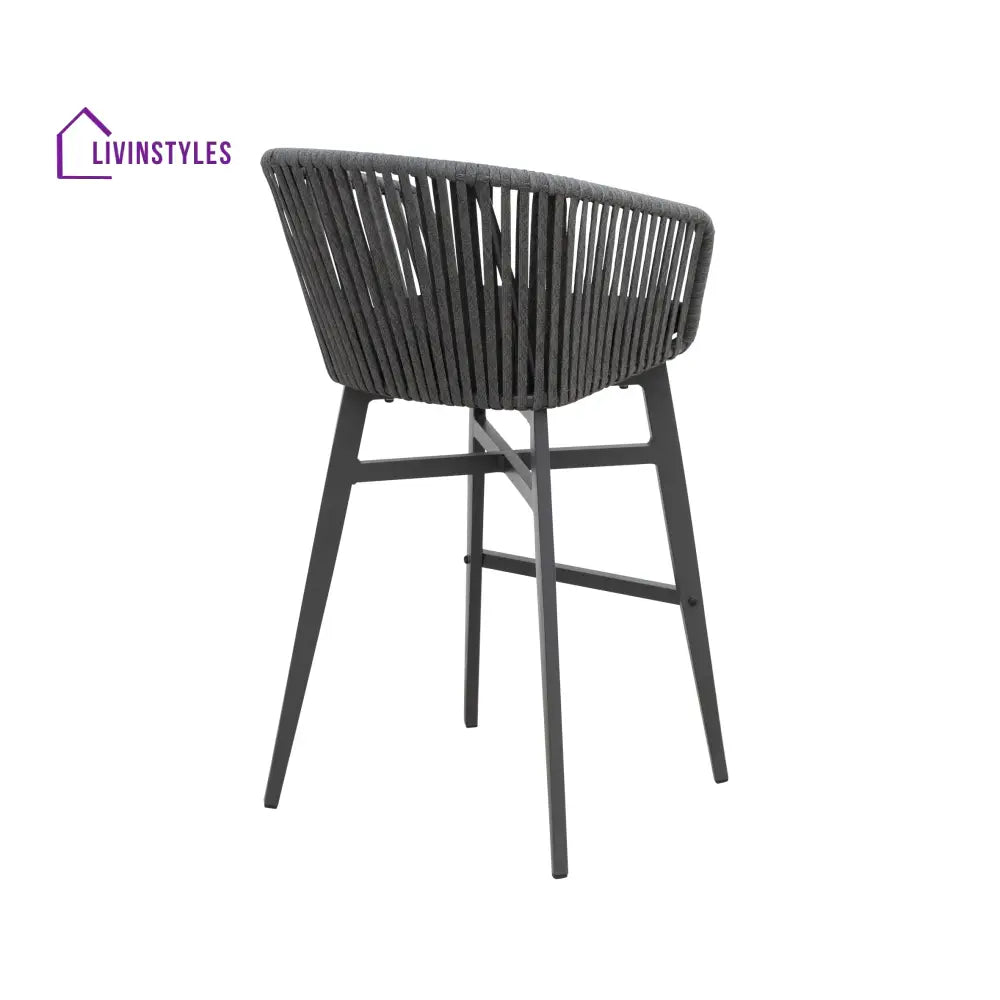 Esen Outdoor Patio Bar Chair 2 Chair For Balcony Braided & Rope (Dark Grey) - Bar Sets