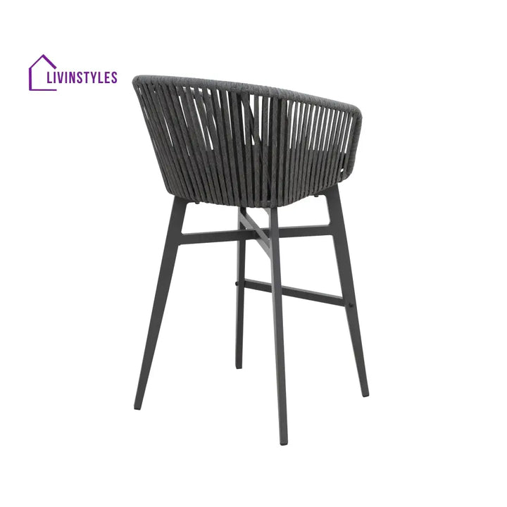 Esen Outdoor Patio Bar Chair 2 Chair For Balcony Braided & Rope (Dark Grey) - Bar Sets