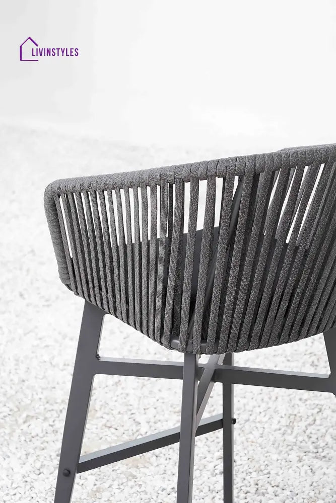Esen Outdoor Patio Bar Chair 2 Chair For Balcony Braided & Rope (Dark Grey) - Bar Sets