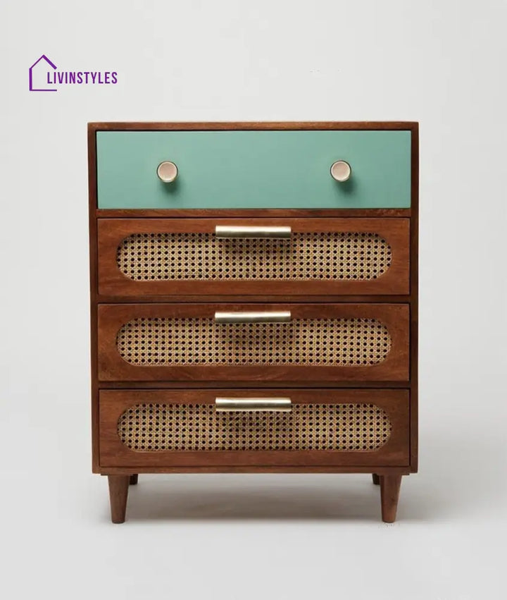Eseniya Rattan Solid Wood Small Chest of Drawer chest of drawer