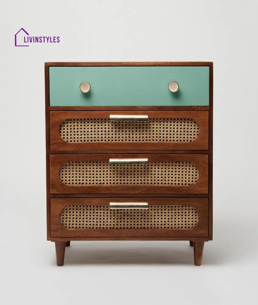 Eseniya Rattan Solid Wood Small Chest of Drawer chest of drawer