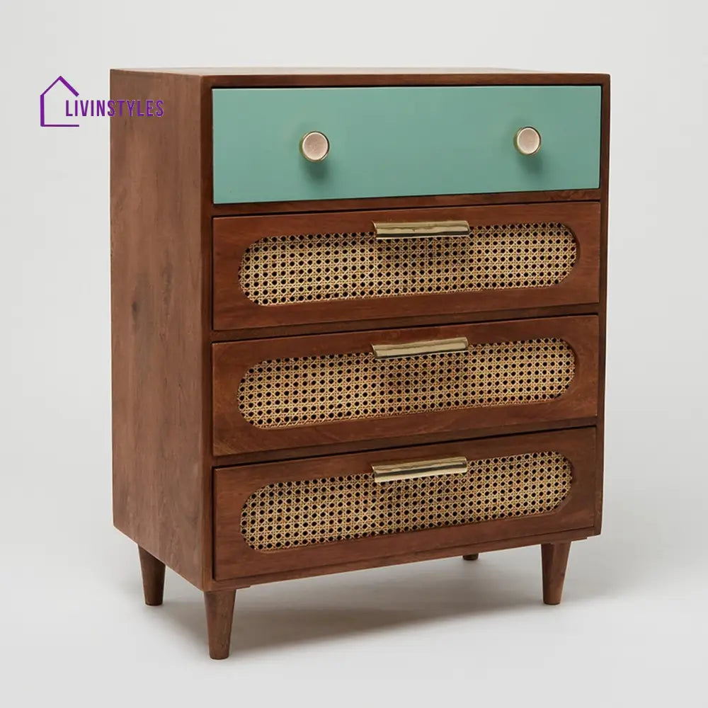 Eseniya Rattan Solid Wood Small Chest of Drawer chest of drawer