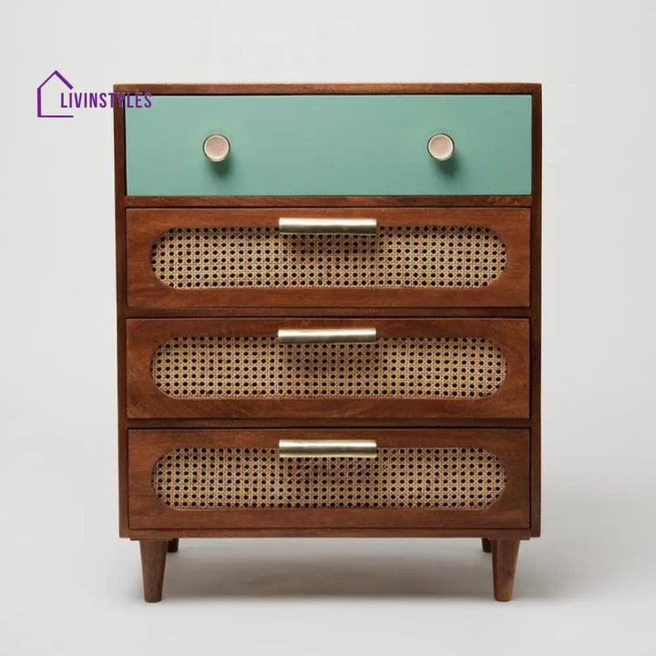 Eseniya Rattan Solid Wood Small Chest of Drawer chest of drawer