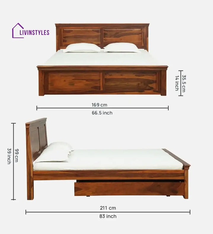 Kanishka Solid Wood Storage Beds With Drawer Bedroom Furniture Sets