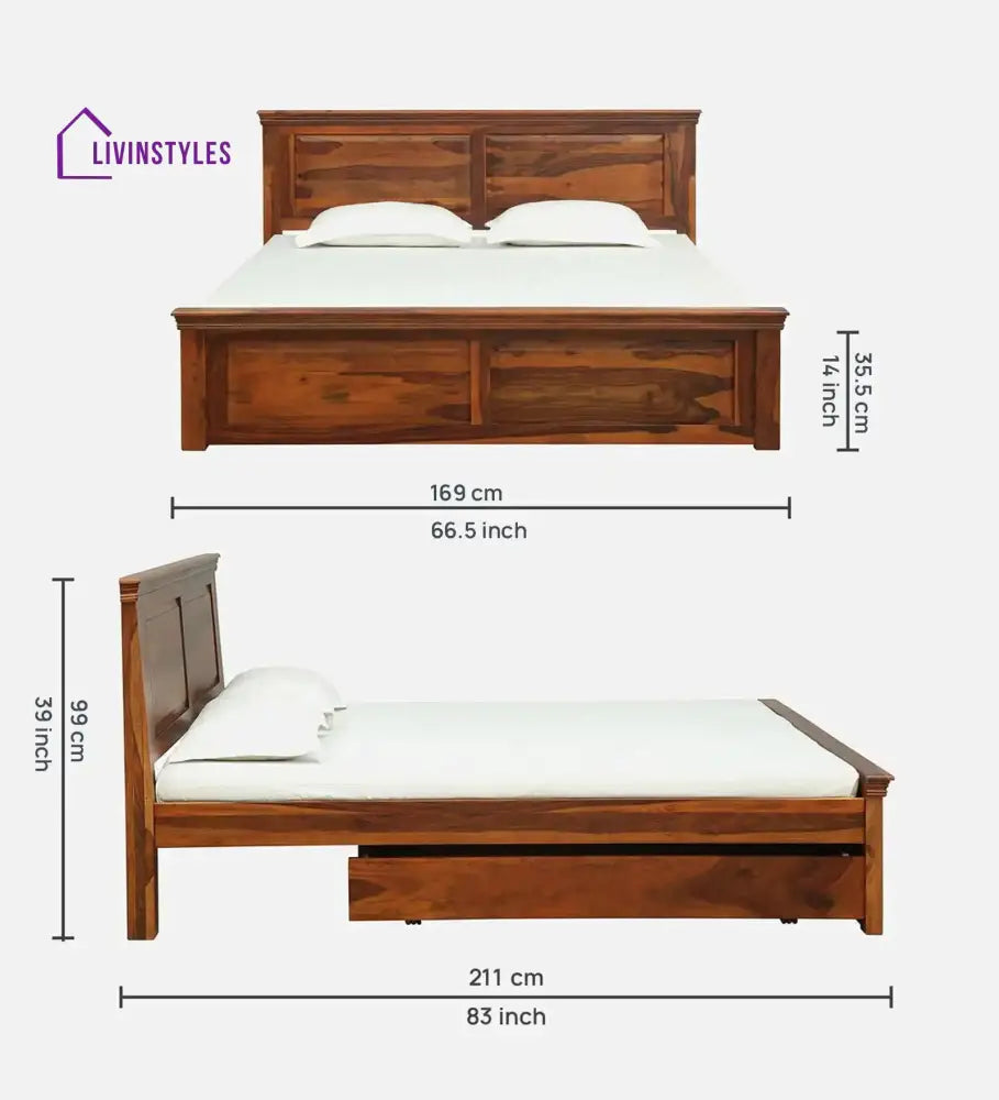 Kanishka Solid Wood Storage Beds With Drawer Bedroom Furniture Sets