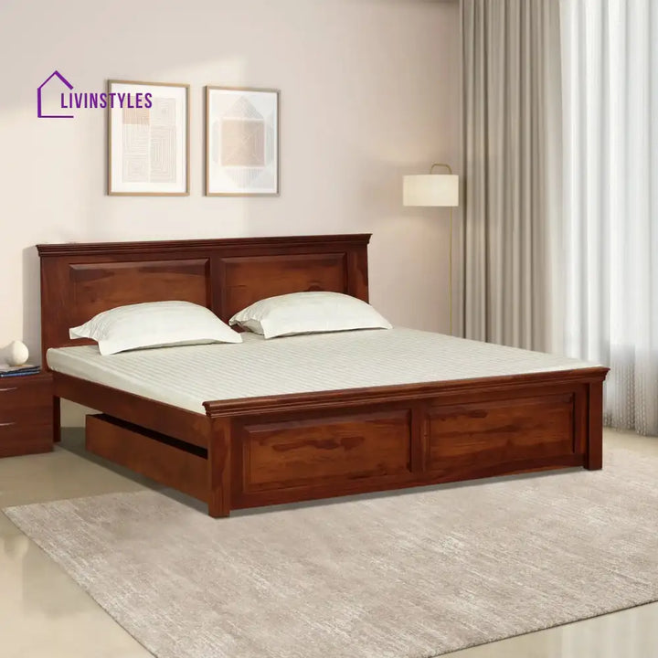 Kanishka Solid Wood Storage Beds With Drawer Queen / Honey Bedroom Furniture Sets