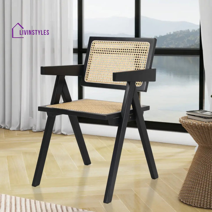 Esha Solid Wood Rattan Cane Chair Set Of 2
