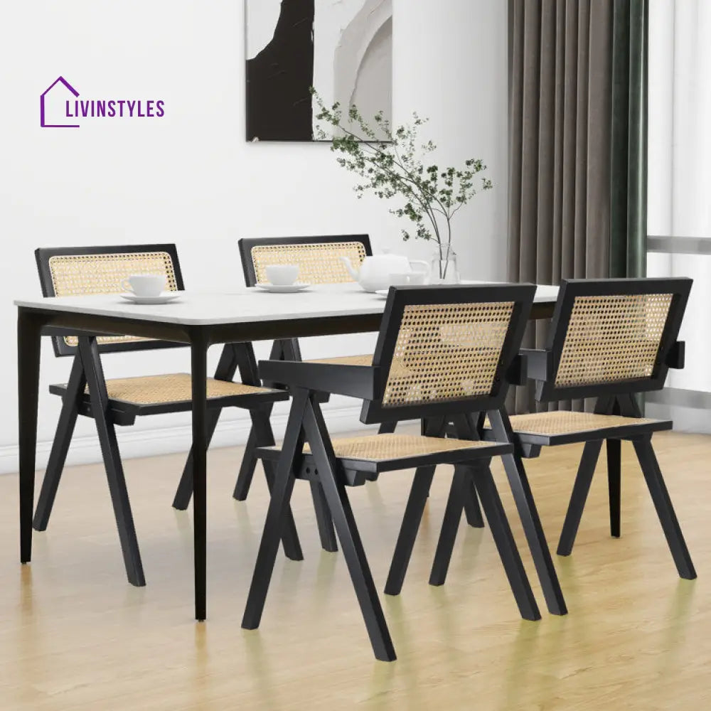 Esha Solid Wood Rattan Cane Chair Set Of 2