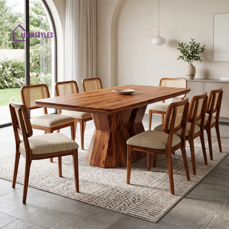 Eshaan Premium Solid Wood 8 Seater Dining Table Set
