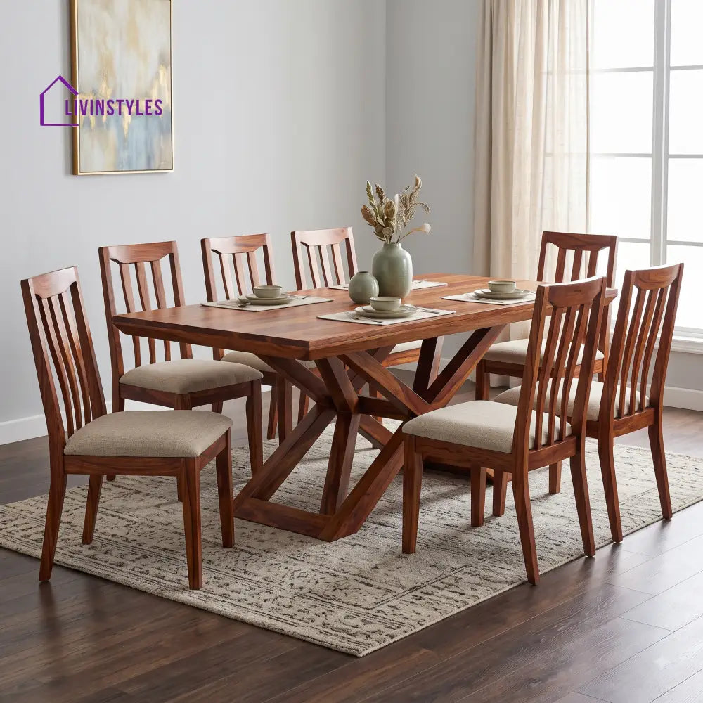 Eshan Premium Solid Wood 8 Seater Dining Table Set