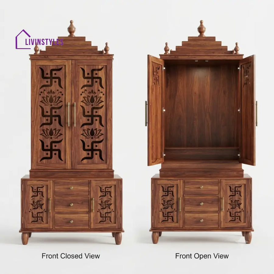 Eshani Premium Solid Wood Home Temple | Pooja Mandir for Home