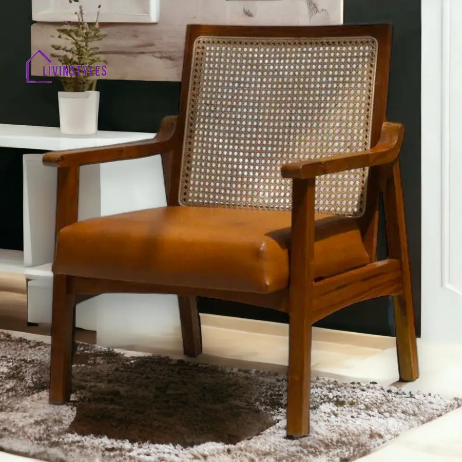 Eshika Rattan Lounge Chair Teak Finish