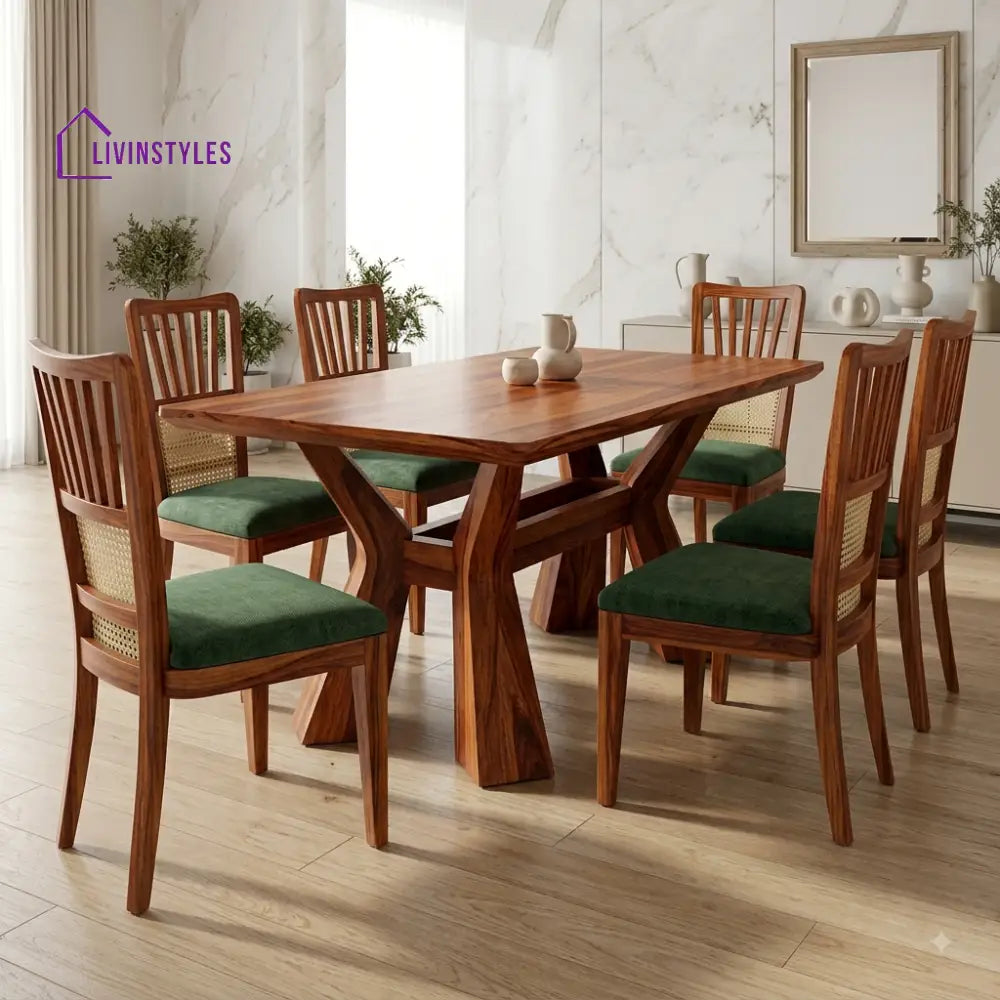 Eshwari Premium Wooden 6 Seater Dining Table Set