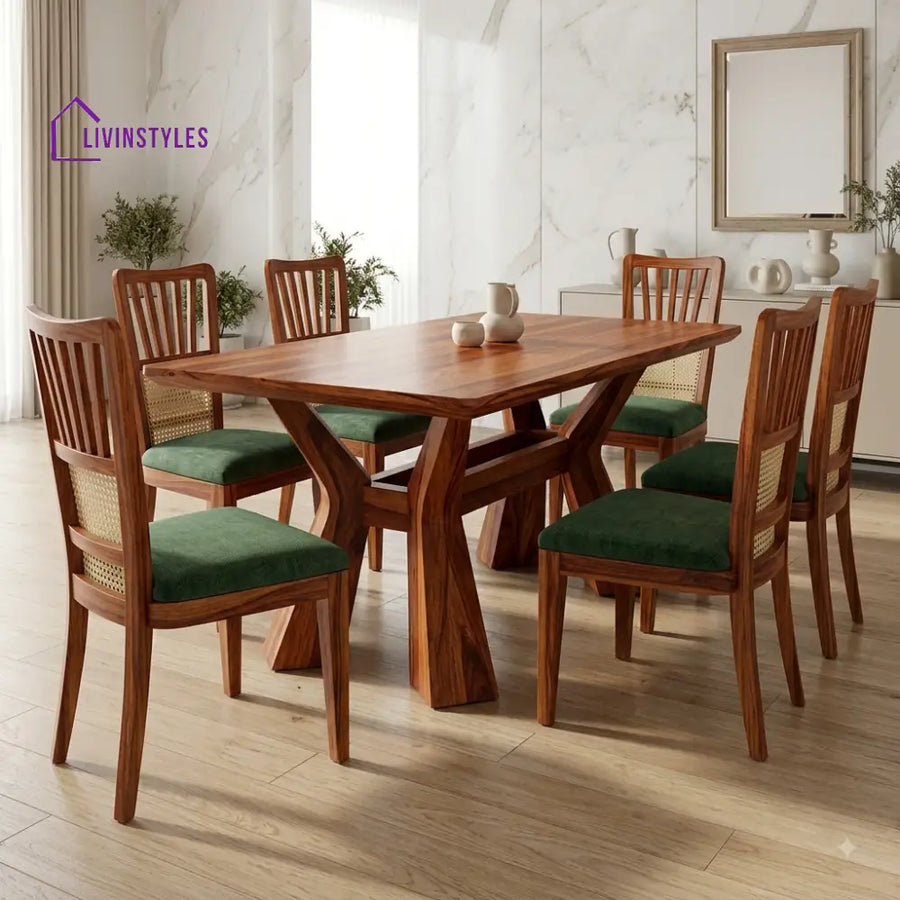 Eshwari Premium Wooden 6 Seater Dining Table Set