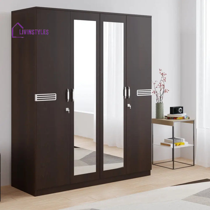 Pavel 4 Door Wardrobe with Mirror (New Wenge) Home Furniture