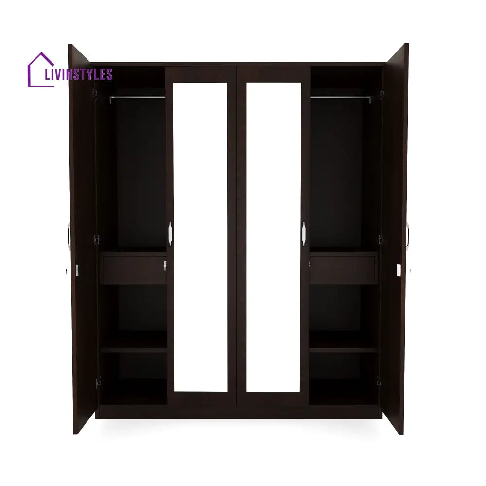 Pavel 4 Door Wardrobe with Mirror (New Wenge) Home Furniture