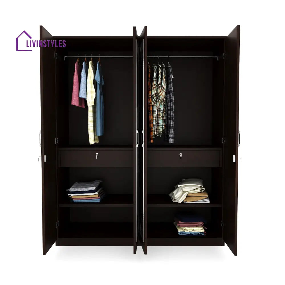 Pavel 4 Door Wardrobe with Mirror (New Wenge) Home Furniture
