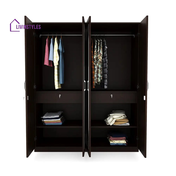 Pavel 4 Door Wardrobe with Mirror (New Wenge) Home Furniture