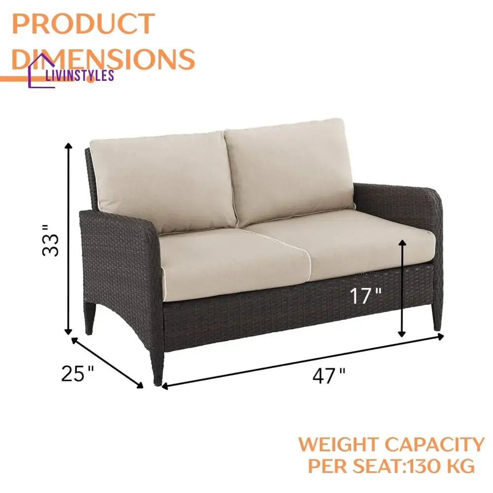 Esmeray Outdoor Wicker Single Seater Loveseat Sofa - Sofa Set