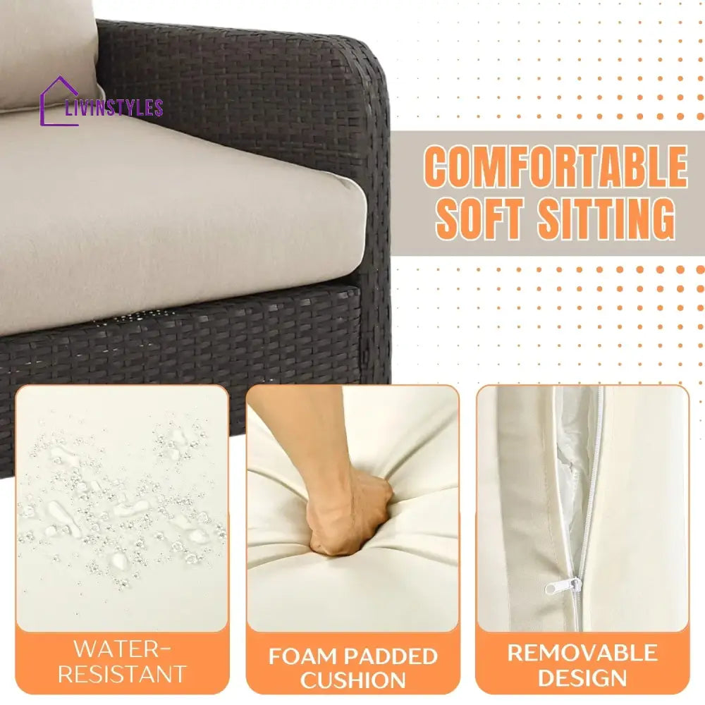 Esmeray Outdoor Wicker Single Seater Loveseat Sofa - Sofa Set