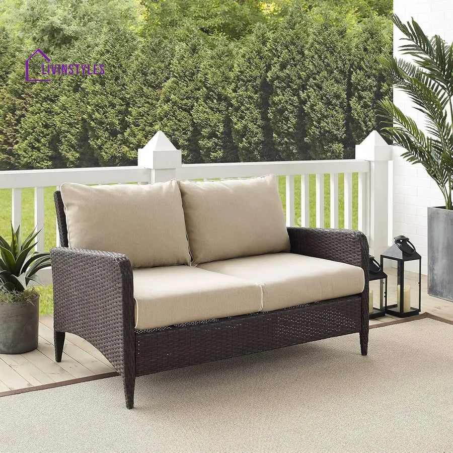 Esmeray Outdoor Wicker Single Seater Loveseat Sofa - Sofa Set