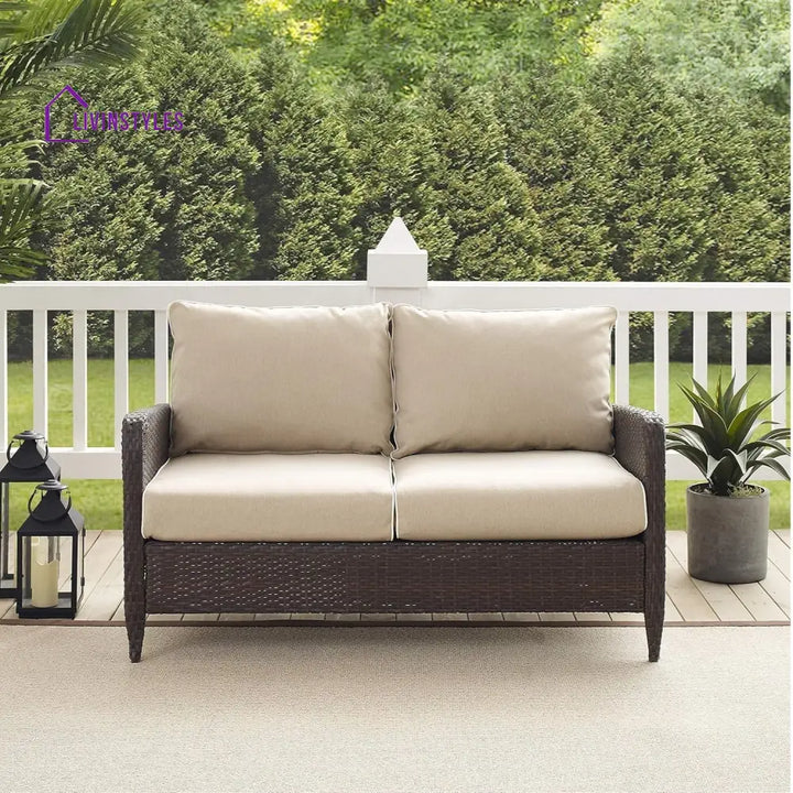 Esmeray Outdoor Wicker Single Seater Loveseat Sofa - Sofa Set