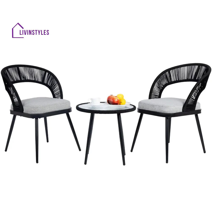 Espinal Outdoor Patio Seating Set 2 Chairs and 1 Table Set Braided & Rope - Coffee Table Sets