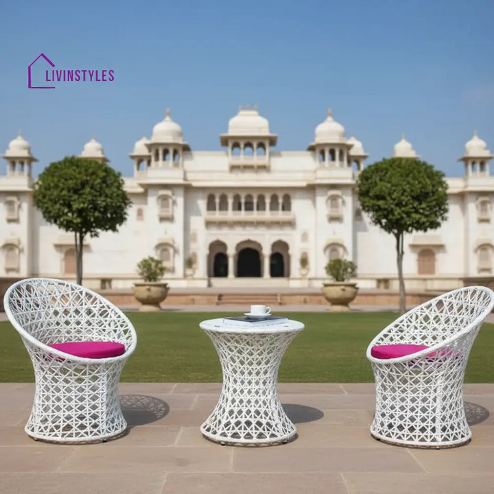 Espiridión Outdoor Patio Seating Set 2 Chairs and 1 Table Set (White) - Coffee Table Sets