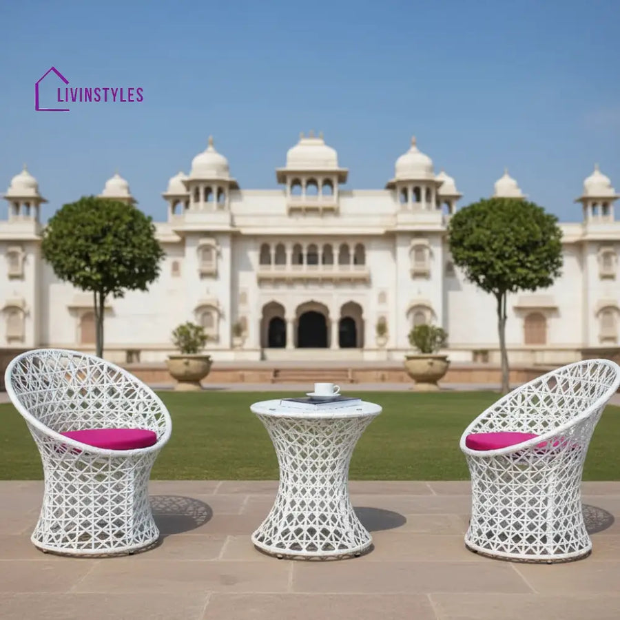 Espiridión Outdoor Patio Seating Set 2 Chairs and 1 Table Set (White) - Coffee Table Sets