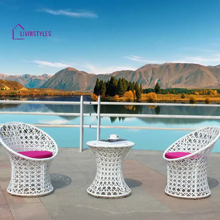 Espiridión Outdoor Patio Seating Set 2 Chairs and 1 Table Set (White) - Coffee Table Sets