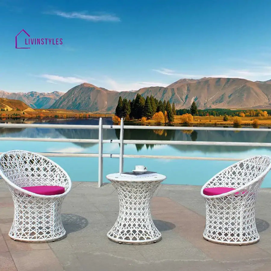 Espiridión Outdoor Patio Seating Set 2 Chairs and 1 Table Set (White) - Coffee Table Sets