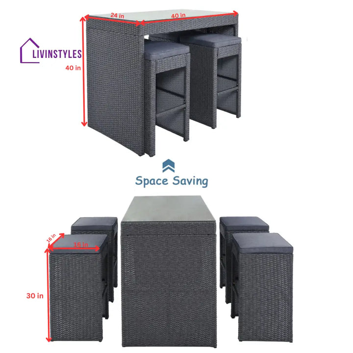 Espiritu Outdoor Bar Sets 4 Stools and 1 Table Patio Bar Set (Grey) - Bar Sets