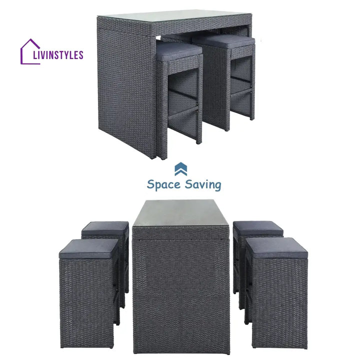 Espiritu Outdoor Bar Sets 4 Stools and 1 Table Patio Bar Set (Grey) - Bar Sets