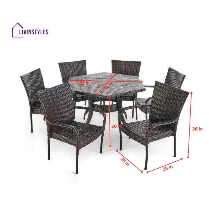 Esposito Outdoor Patio Dining Set 6 Chairs and 1 Table (Brown) - Dining sets