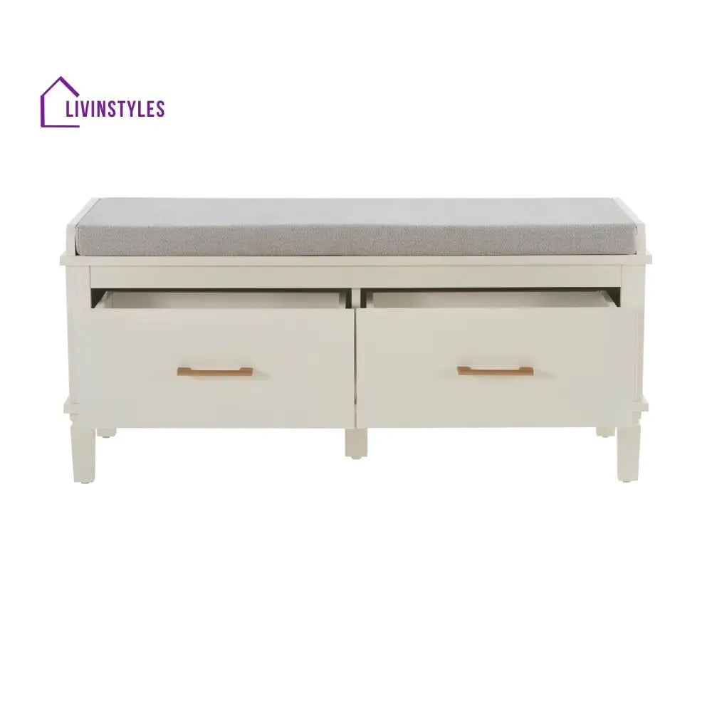 Esteban Mango Wood Storage Cupboard with Seat - White - Storage Cabinet