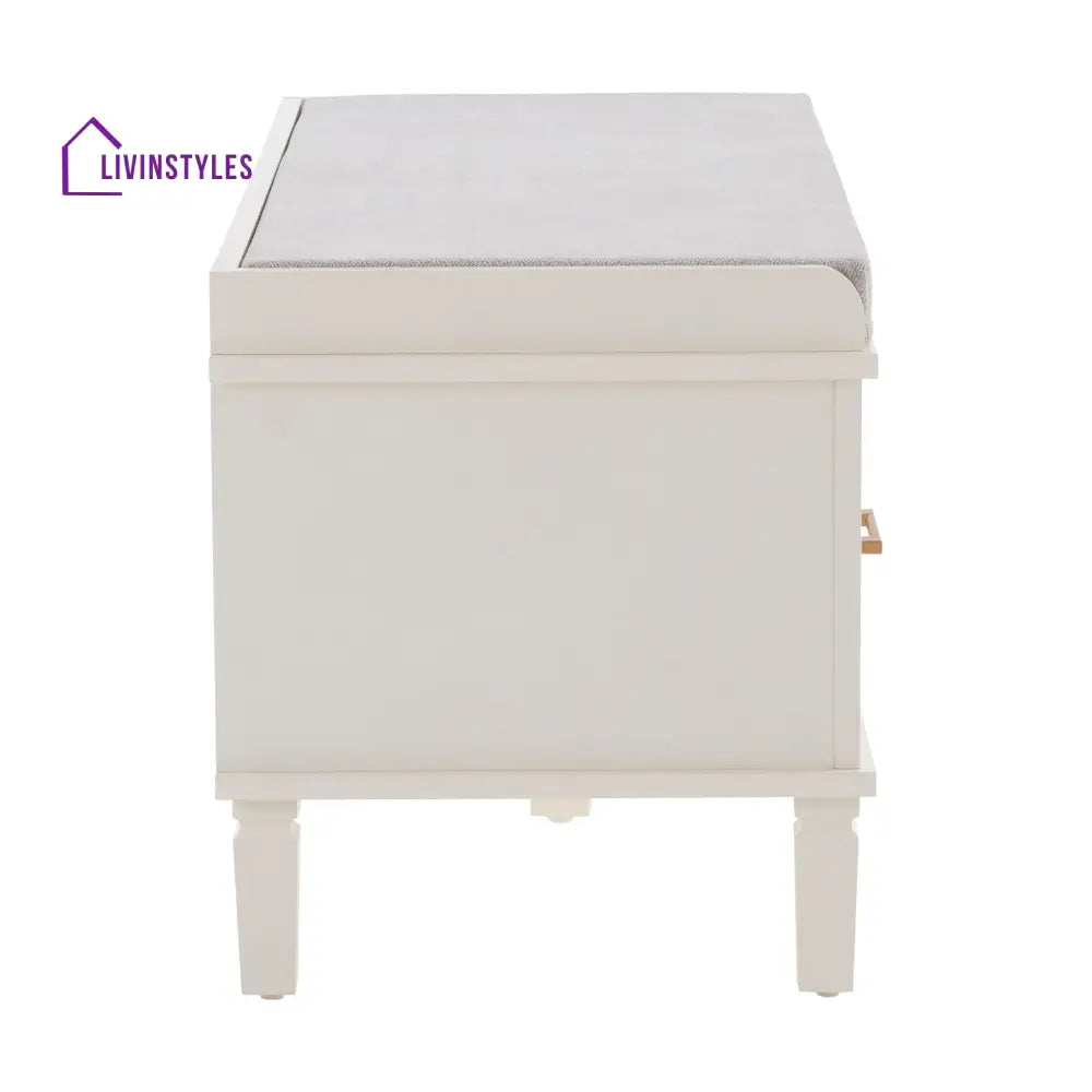 Esteban Mango Wood Storage Cupboard with Seat - White - Storage Cabinet