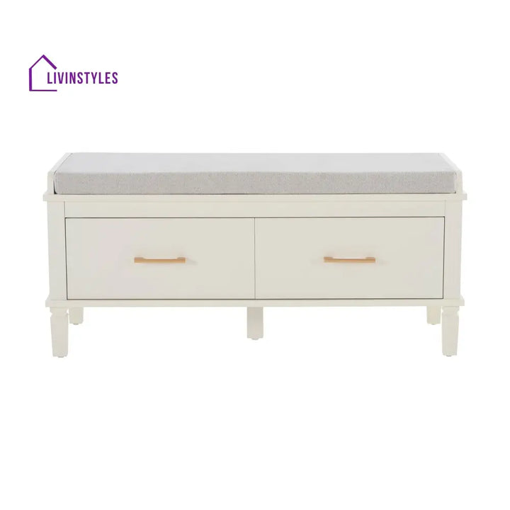Esteban Mango Wood Storage Cupboard with Seat - White - Storage Cabinet