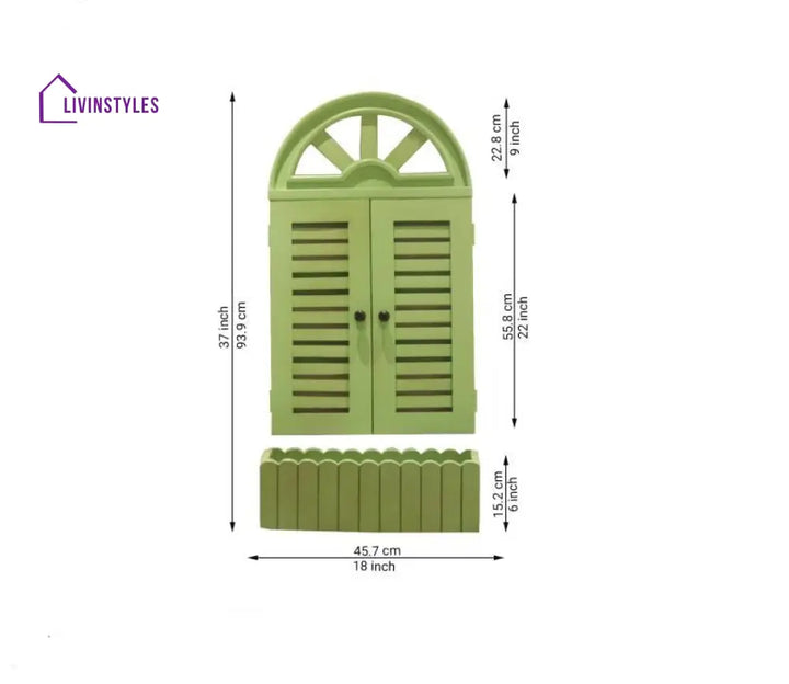 Estela Wooden Window Frame (Distress Pista Green)